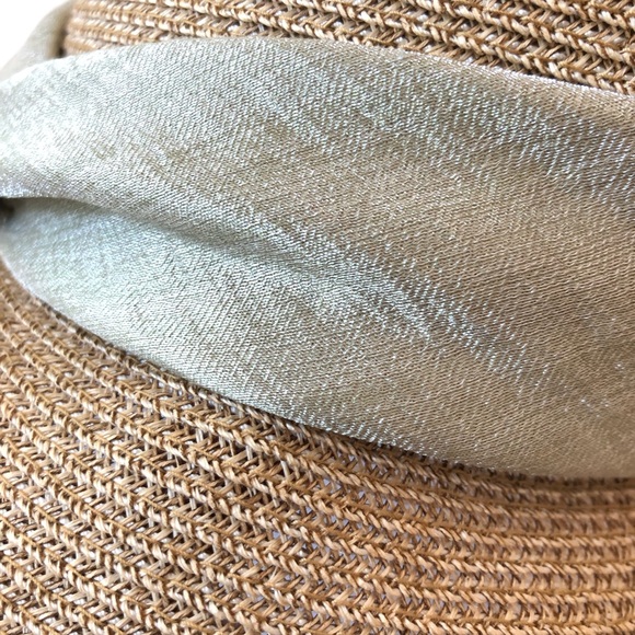 Eugenia Kim Courtney Toyo Packable Fedora Hat with Sage Ribbon